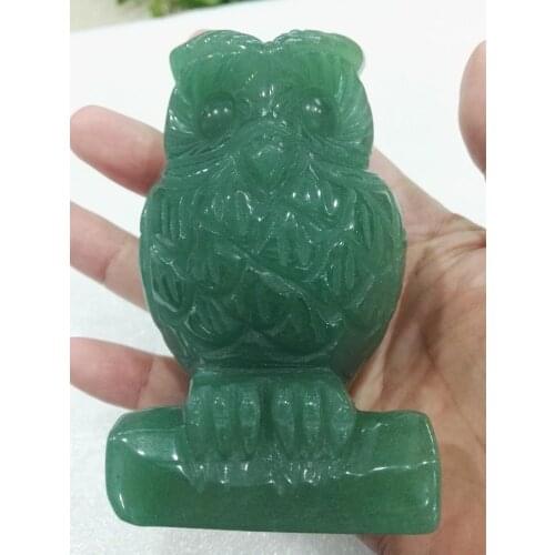 Hand-carved natural Dongling jade owl ornaments