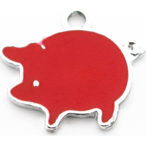 New Arrival 20pcs/lot red pig Dangle Charms Lobster Clasp Hanging Charm For Bracelet&Pendant Floating Charms Jewelry
