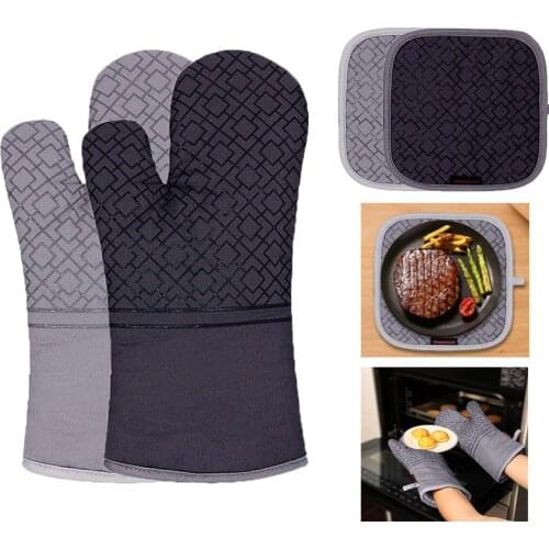 New Dispensing BBQ Insulated Gloves Heat Resistan Potholder Non-slip Oven Baking Gloves Mitts Mat Kitchen Potholders Accessorie