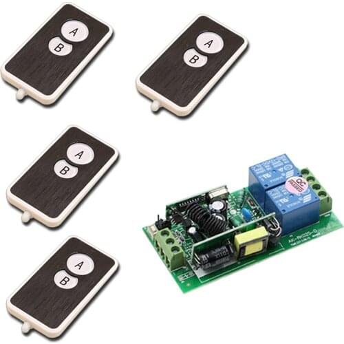 New AC85V-250V 2CH Wireless Remote Control Switch Receiver Board & Transmitter Remote Controller 10A Relay Switch Plastic Case