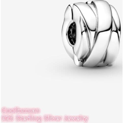 2021 Autumn Original 925 Sterling Silver Rose gold Polished Ribbons Clip Charm beads Fits Pandora bracelets Jewelry Making