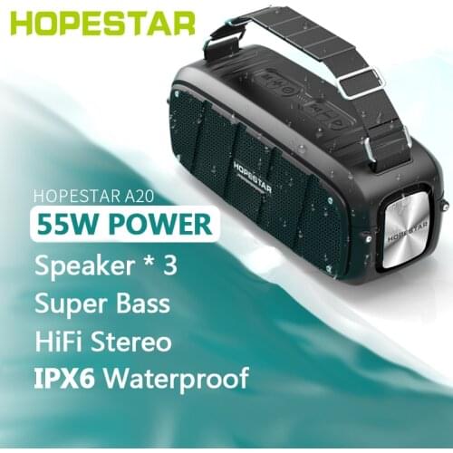 HOPESTAR A20 Powerful Bass 55W Bluetooth Speaker Portable Column Big Power Subwoofer SuperBass System Music Center For Computer