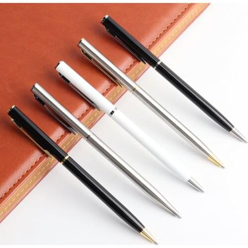 Ballpoint Pen Metal Penholder Rotating Style Stainless Steel Ballpoint Pen Ballpoint Pen Rotating Oil Pen OfficeBusinessSupplies