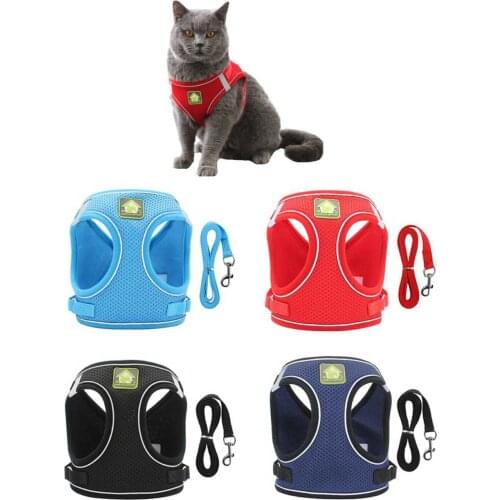 Pet Dog Cat Harness with Leash Vest Walking Supplies Soft Breathable Plaid Collar Puppy Adjustable for Small Medidum Large Dogs