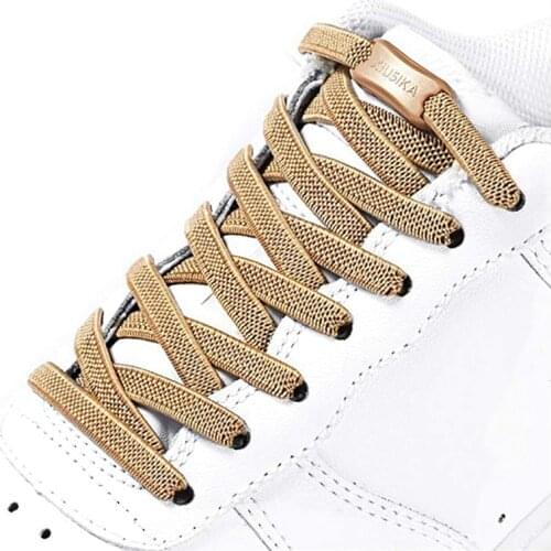 1Pair Flats No tie Shoelaces Quick wear in 1 second Sneakers Lazy Laces Buckle Elastic Shoe Laces Kids Adult Sneakers Shoelace