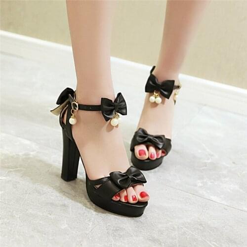 YMECHIC White Pink Sweet Butterfly-knot High Heel Sandals Women Peep Toe Summer Bowtie Ankle Buckle Platform Lolita Party Shoes