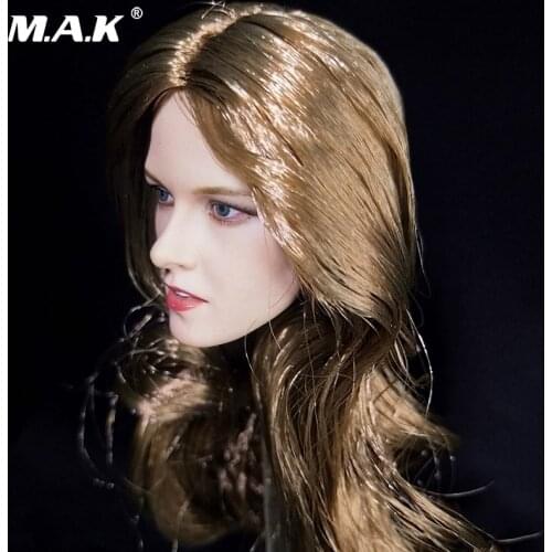 1:6 Scale TheTwilight Saga Female Star Kristen Stewart Brown Long Hair Head Sculpt Carving Model Toys for Action Figure Body
