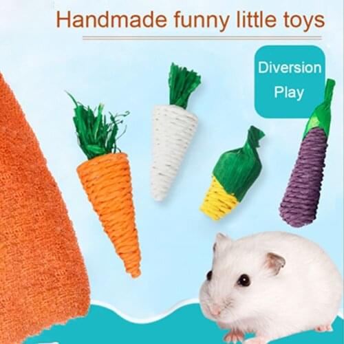 1 PCS Pet Chew Toy Interactive Parrot Teeth Cleaning Toys Straw Plaything For Small Animal Rabbits Rats Hamster Accessories