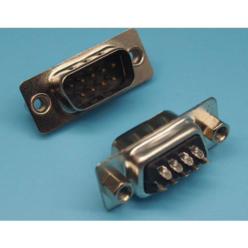 10pcs DB9 male plug Rear rivet nut Riveted plug RS232 Double row 9pin Welding head black