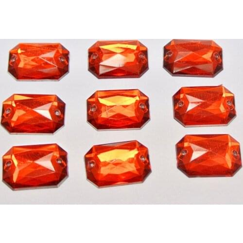 100 Red Flatback Acrylic Square Rhinestone Button 13X18mm Sew on bead