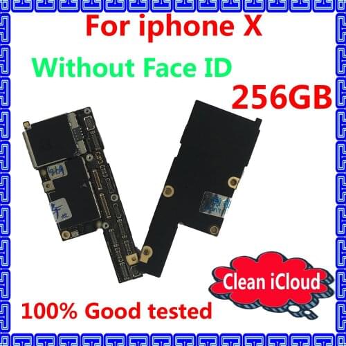 Free iCloud (NO ap ID) 100% Original mainboard with IOS system for iphone X 256GB unlocked motherboard+full chips logic board