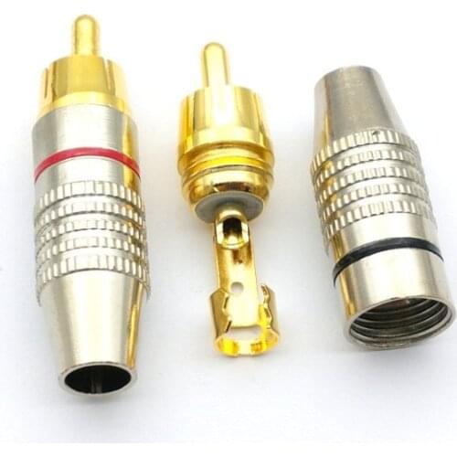 1000 pcs Gold Plated RCA Plug Audio Connector Metal soldering adapter