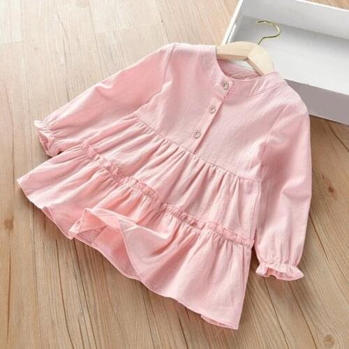 2020 Baby Toddler Clothes Cotton White Girls Blouse Shirts Dress Ruffles Kids Children Long Sleeve School Girl Tops And Blouses