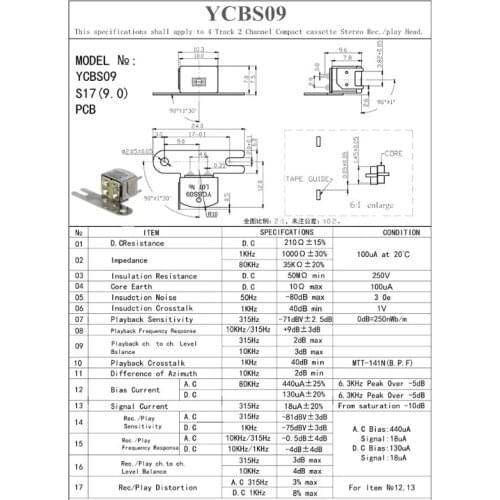 24BB Wear-resistant Magnetic Head YCOG16/YBBS09/HS4211/ES4201/YC4206 Recorder Advanced