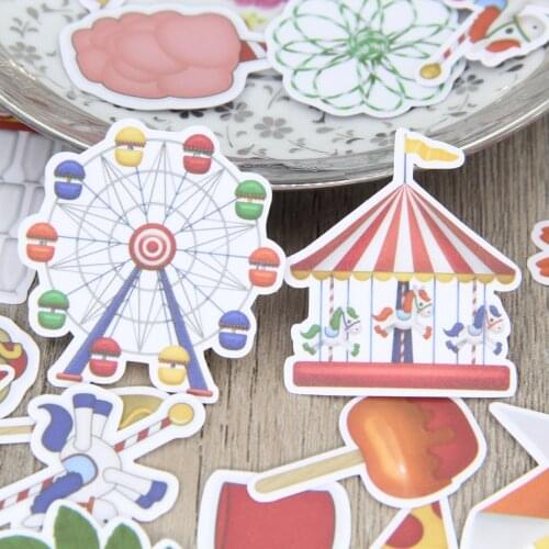 32pcs Aesthetic Waterprrof Carousel Children Playground DIY Scrapbooking Sticker Pack for Kids Children Girl Teens Gift Decals
