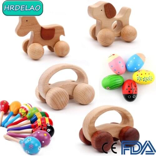 Bbay Montessori 3D Puzzle Animal Dog Car Educational Woodens Toy Sensorys Spinning Top Training Early Intellectual Learning Toys