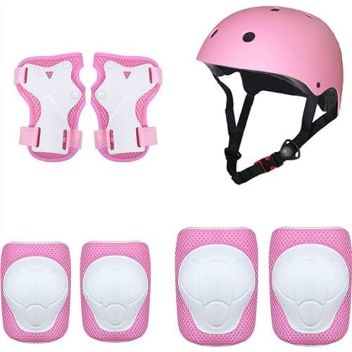 7Pcs Sports Protective Gear for Kids Elbow Pads Knee Pads with Wrist Guard and Helmet for Multi Sports: Skateboard ,Bicycle, Sc