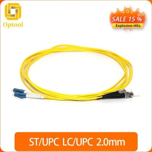 Free shipping 2PCS/ Lot 3M 2.0mm ST/UPC to LC/UPC Fiber Optic Single-Mode Duplex Patch Cable Jumper Cord