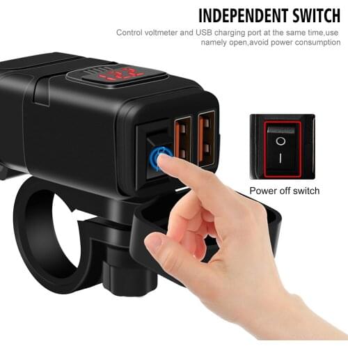 Free Shipping Practical Motorcycle Quick Charger 12V SAE To USB Adapter With Voltmeter On Off Switch Wholesale Quick delivery