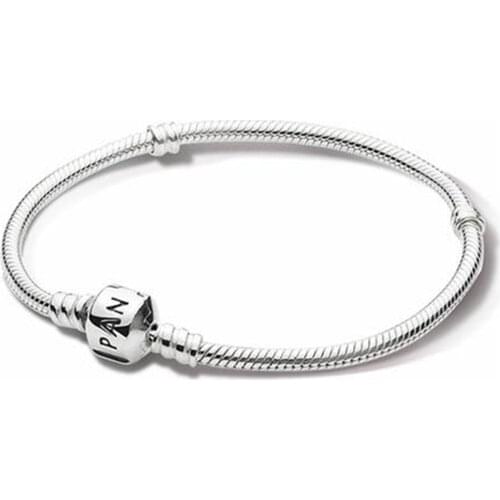 Certificate 100% Original 925 Sterling Silver Snake Chain DIY Charm Bracelet for Women Gift Silver 925 Jewelry LHB925
