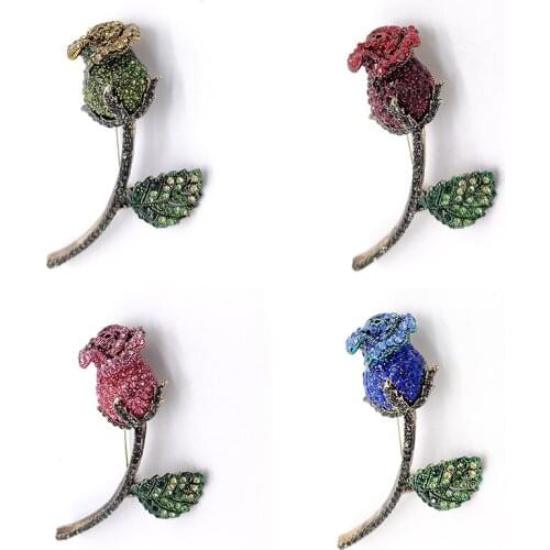 PD BROOCH Creative and Elegant Rose Flower Brooch Korean Style Clothing Accessories Collar Pin Pin with Jewelry Wholesale