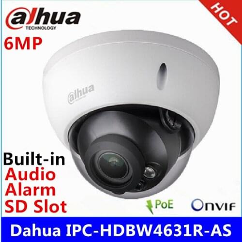 Dahua IPC-HDBW4631R-AS 6MP IP Camera IK10 IP67 IR30M built-in SD card Audio and Alarm interface replace HDBW4431R-AS poe camera