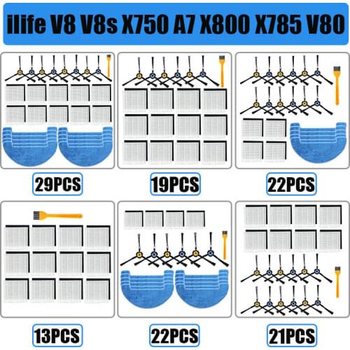 Robot Vacuum Cleaner HEPA Filter side brush mop main brush for ilife V8 V8s X750 A7 X800 X785 V80 Robotic Parts Accessories