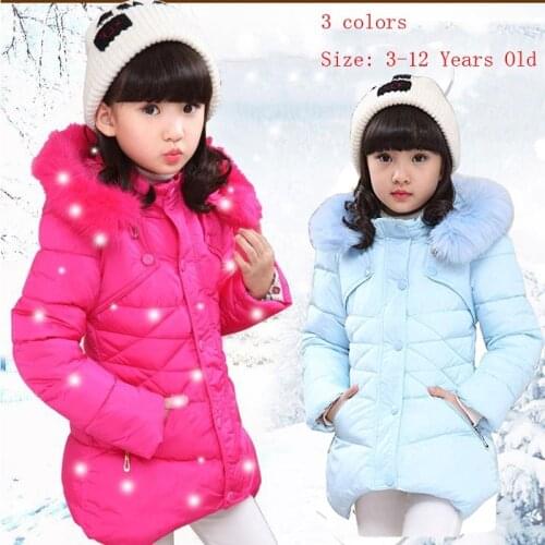 Child Kids Girls Winter Warm Jackets Snowsuit Hooded Windbreaker Outwear with Soft Fur Hoodies for 3-12 Years