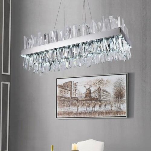 Home Luxury Deco Rectangle Crystal Chandelier For Kitchen Accesories Living Dining Room Bedroom Hanging Lighting Decoration Lamp