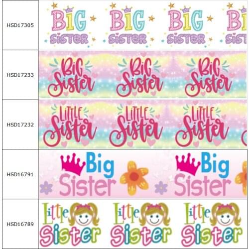 HSDCraft Big Sister Little Sister Printed Grosgrain Ribbon Party Decoration 10 Yards DIY Bow Bag Material Handmade 38MM 75MM Hot