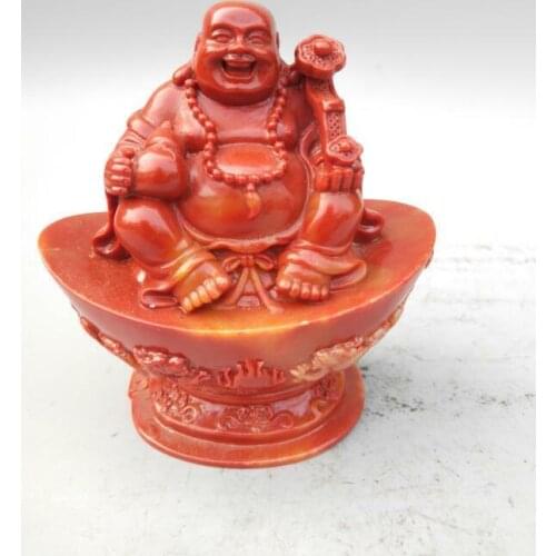 Chinese Shoushan Stone Wealth Maitreya Buddha Statue