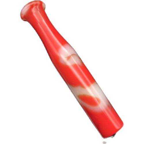 Chinese Hand-carved Hetian Jade with Red Flower Jade Smoke Nozzle Extended