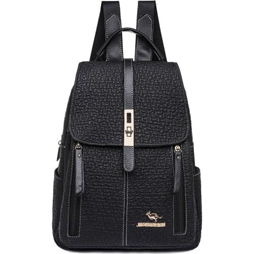 Checkered Women Leather Backpack Fashion School Bags For Girls Large Travel Backpack Female Shoulder Bag Bookbag Mochilas Purse