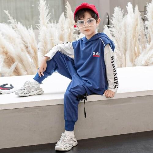Grey Spring Autumn Childrens Clothes Set Boys Vest+ Sweatshirts + Pants 3pcs/Set Kids Teenage Gift Formal Clothing High Quality