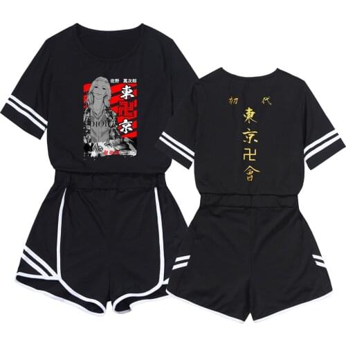 Tokyo Revengers Crop Short Suit Anime Cosplay Sweet Style T-Short Pants Two Piece Set Casual Tracksuit Outfit Summer Matching