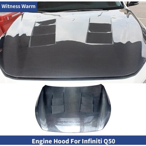 For Q50 bonnet High Quality Carbon Fiber engine hood cover For Infiniti Q50 Bonnets engine Covers Car body kit 2014