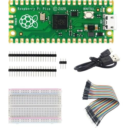 Raspberry Pi Pico RP2040 Microcontroller Chip M0+ Processor + GPIO Header + USB Cable Optional Breadboard Jumper Wires