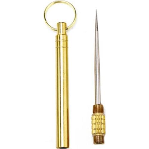 One-piece Toothpick with Toothpick Box Brass Multifunctional Self-defense Portable Pocket Outdoor Essential Camping Accessories