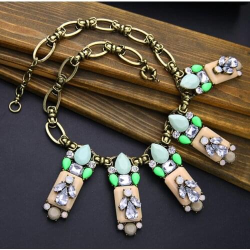 Fashion Jewelry Chunky Chokers Antique Gold Color Geometric Charm Vintage Necklace for Women