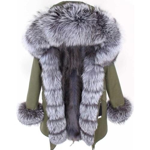 2020 new real fox fur collar jacket female Natural Raccoon Fur Liner coat Winter coat women thick warm Parker