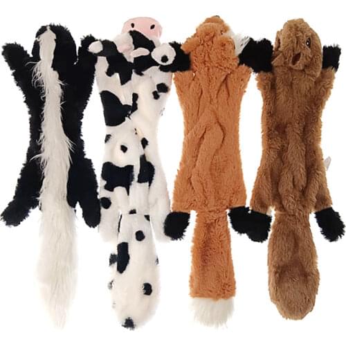 2020 New cute plush toys squeak pet wolf rabbit animal plush toy dog chew squeaky whistling involved squirrel dog toys