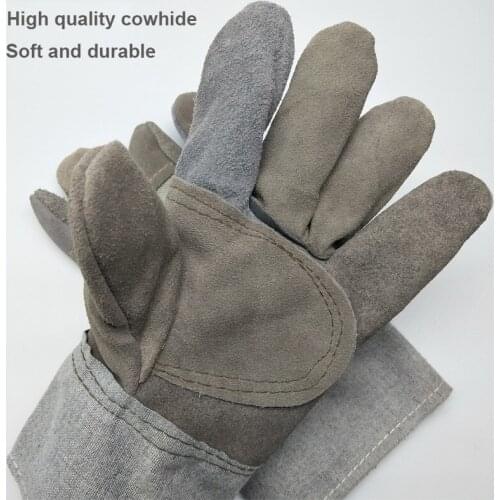 Welding Work Gloves Soft Thick Genuine Cowhide Working Gloves wear resistant Grinding cutting handling BBQ Heavy Duty Gloves