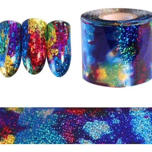 New 1M Gradient Starry Nail Foil Blue Paper Decals Decor Nail Art Stickers OT0002