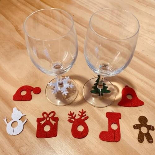 6pcs Wine Glass Charms Christmas Theme Glass Goblet Tags Drink Markers Buckle Design Festival Home Party Decor