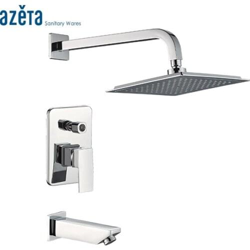 Polishing Chrome Square Concealed Faucet Bathroom Wall Mounted Single Handle Faucet With Brass Spout and Shower Head MK-B129