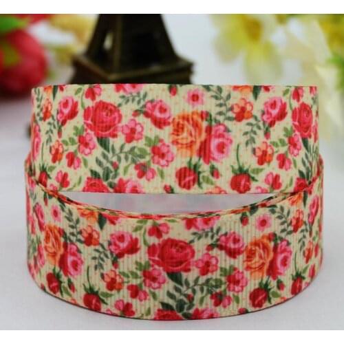 7/8'' 22mm,1" 25mm,1-1/2" 38mm,3" 75mm Flowers Cartoon Printed grosgrain ribbon party decoration 10 Yards X-00228