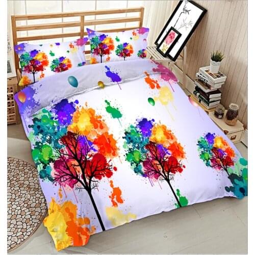 Luxury room 3D bedding sets bedsheet Pillowcase duvet bed cover California king flat sheet Color tree Home Furnishing decorate