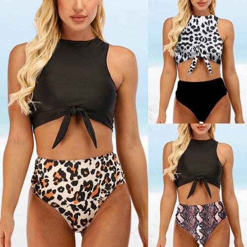 Sexy High Waist Bikini 2020 Push Up Crop Top Swimwear Women High Neck Swimsuit Female Brazilian Bow Bikini Bathers Bathing Suit