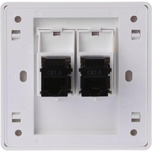 2 Ports CAT5 RJ45 Network Wall Plate With Female To Female Connector New