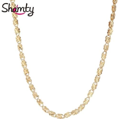 Shamty Fashion Chain Necklaces Unisex Necklaces Jewelry Pure Gold Color 4MM Charms Chain Flat Snake For Women Men Jewelry L30001